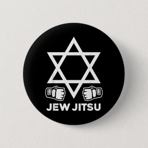 Jew Jitsu Star David Funny Jewish Fighter MMA 2 Inch Round Button
