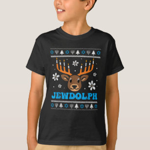 Jewdolph Ugly Hanukkah Reindeer Funny Chanukah T-Shirt