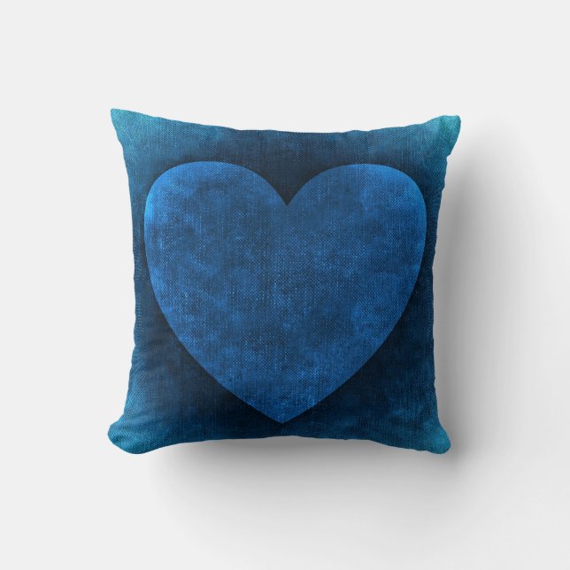 Jewel Blue Heart Throw Pillow (Front)