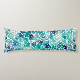 Jewel Blues Leaf Pattern Body Pillow