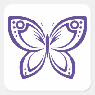 Jewel Butterflies Outline - Indigo Square Sticker