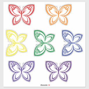 Jewel Butterflies Outline Stocker Set Sticker