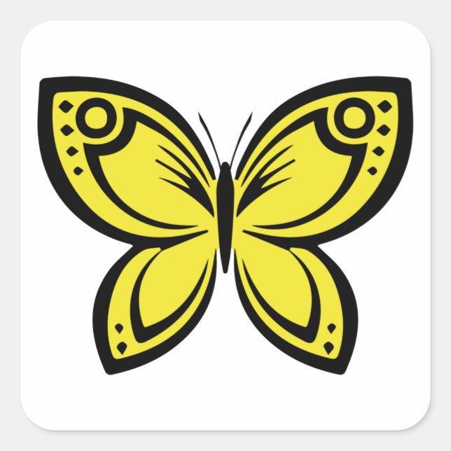 Jewel Butterflies - Yellow Square Sticker (Front)