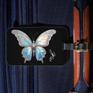 Jewel Butterfly Opal and Silver Luggage Tag