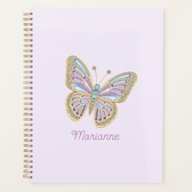 Jewel Butterfly Purple Blue Gold Planner (Front)