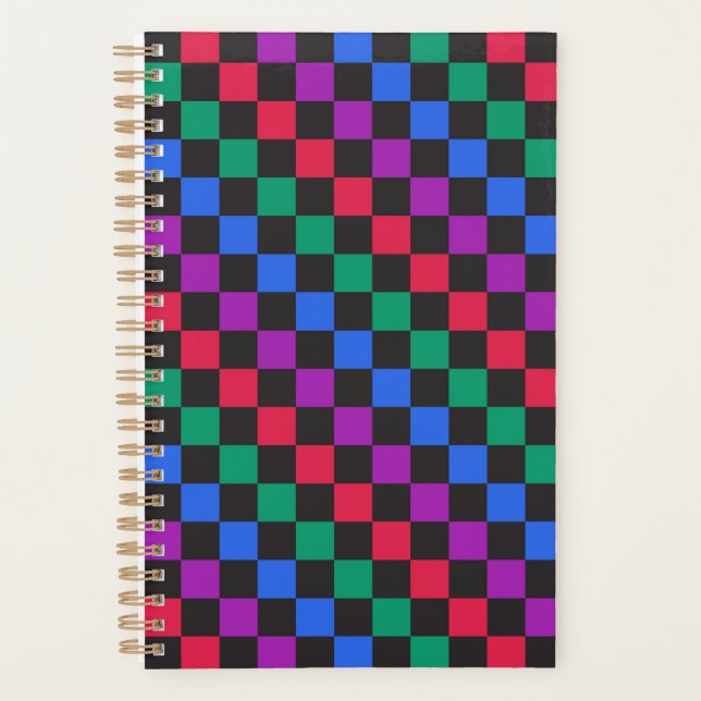 Jewel candy diagonal checkerboard pattern planner (Front)