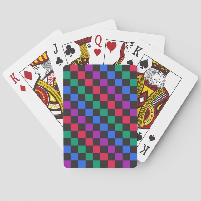 Jewel candy diagonal checkerboard pattern playing cards (Back)