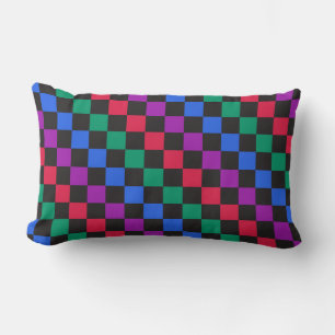 Jewel candy diagonal chequerboard pattern lumbar pillow