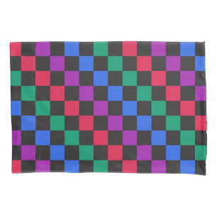 Jewel candy diagonal chequerboard pattern pillowcase
