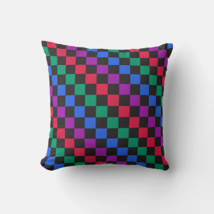 Jewel candy diagonal chequerboard pattern throw pillow