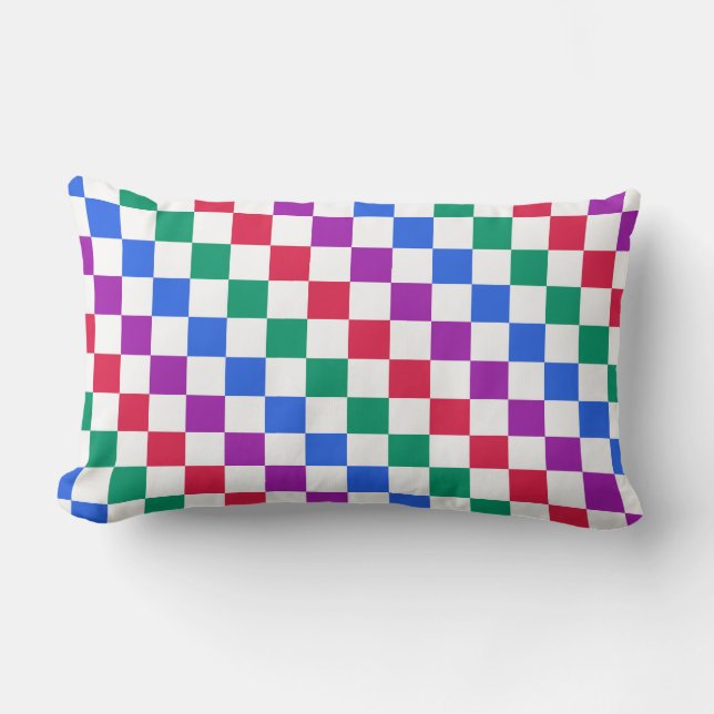 Jewel candy diagonal chequered pattern lumbar pillow (Front)