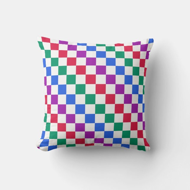 Jewel candy diagonal chequered pattern throw pillow (Front)