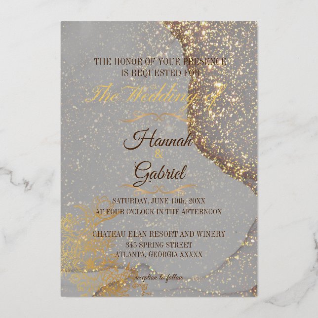 JEWEL COLLECTION script foil wedding Invitation  (Front)