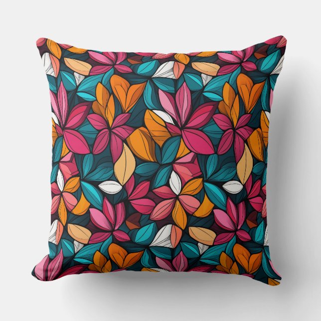 Jewel Colours Fantastic Flowers Throw Pillow (Front)