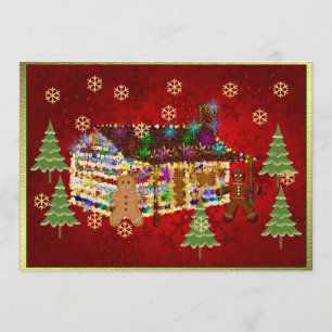 Jewel-Covered Gingerbread House Invitation