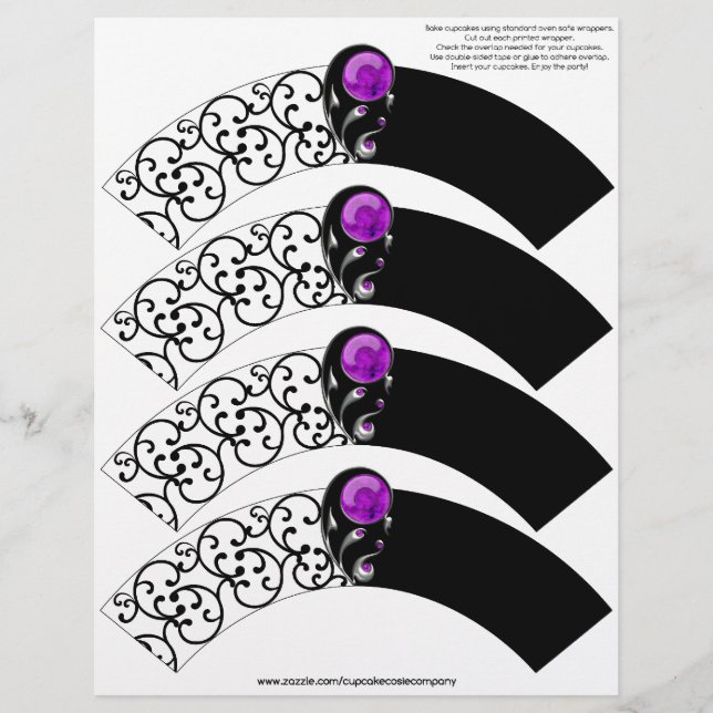 Jewel Damask Cupcake Cosie - Purple (Front)