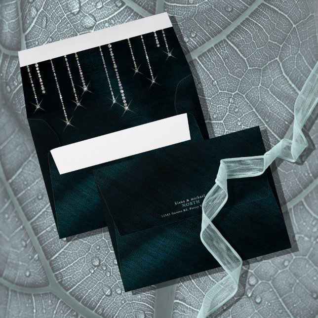 Jewel Drop Wedding Teal ID830 Envelope (Interior/Back In Situ)