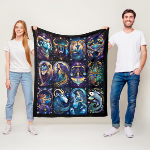 Jewel Galaxy Zodiac   Fleece Blanket
