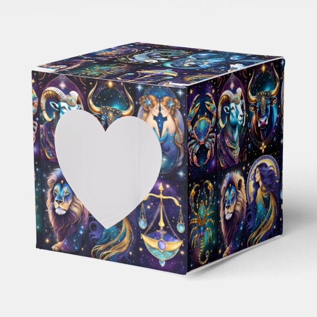 Jewel Galaxy Zodiac Heart Favor Box (Front Side)