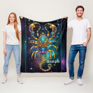 Jewel Galaxy Zodiac Scorpio Fleece Blanket