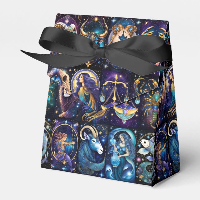 Jewel Galaxy Zodiac Tent Favor Box (Front Side)