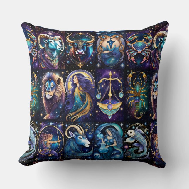 Jewel Galaxy Zodiac   Throw Pillow (Front)