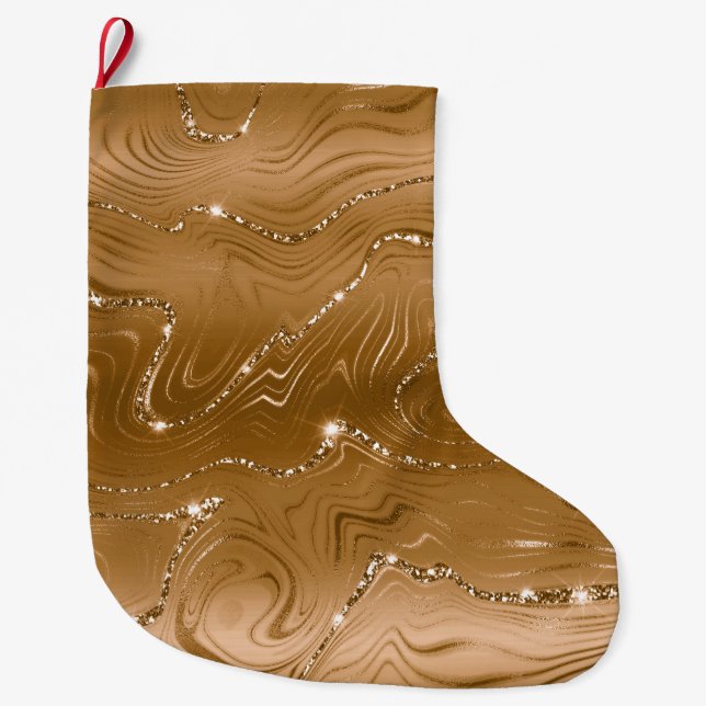 Jewel Gold Glittery Glitz  Large Christmas Stocking (Front)