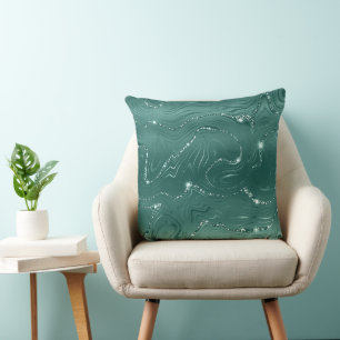 Jewel Green Emerald Glittery Glitzy  Throw Pillow