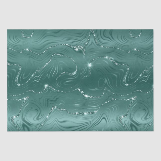 Jewel Green Glittery Glitz Stripes Tissue Paper (Front)