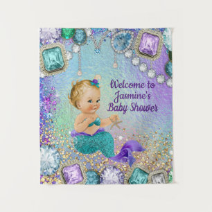 Jewel Mermaid Baby Shower Backdrop Tapestry