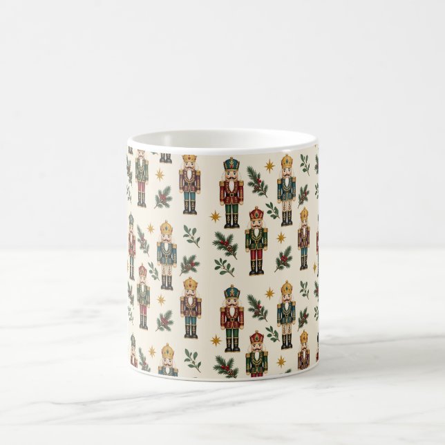 Jewel Nutcrackers Cream Christmas Pattern Mug (Center)