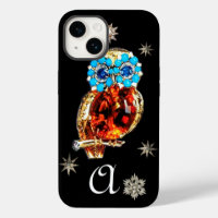 JEWEL OWL, DIAMOND STARS,Gold,Blue Turquase,topaz