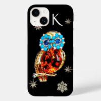 JEWEL OWL,DIAMOND STARS,Gold,Blue Turquoise,Topaz