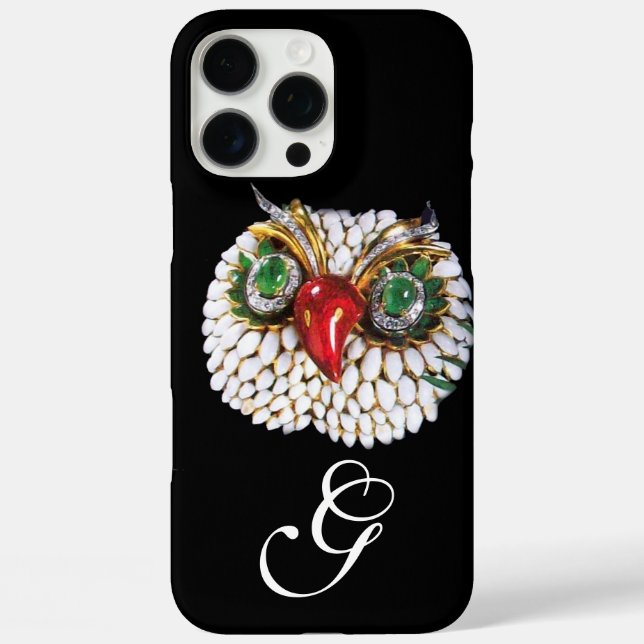 JEWEL OWL MONOGRAM ,Gold,Green Emerald ,opale Case-Mate iPhone Case (Back)