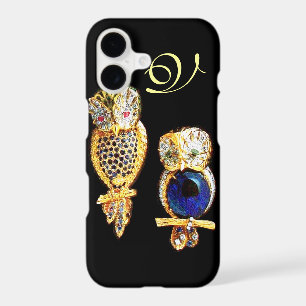 JEWEL OWLS,Gold, Blue Sapphire ,Black
