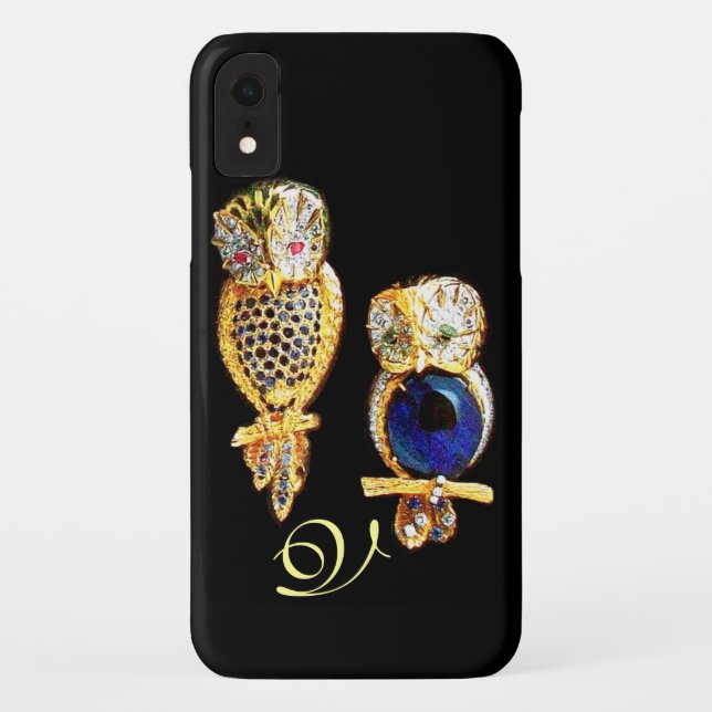 JEWEL OWLS,Gold, Blue Sapphire ,Topaz Case-Mate iPhone Case (Back)