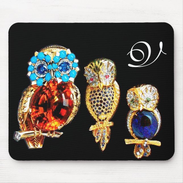 JEWEL OWLS MONOGRAM MOUSE PAD (Front)