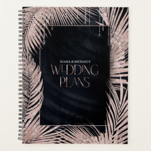 Jewel Palm Leaf Wedding Rose Gold/Navy ID830 Planner