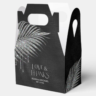 Jewel Palm Leaf Wedding Silver V2 ID830 Favor Box
