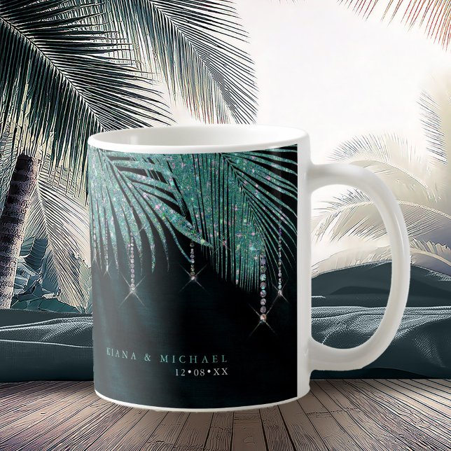 Jewel Palm Leaf Wedding Teal ID830 Coffee Mug (Creator Uploaded)