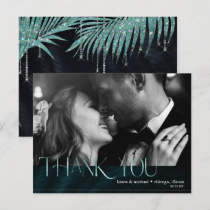 Jewel Palm Leaf Wedding Thank You Teal ID830 Announcement Postcard