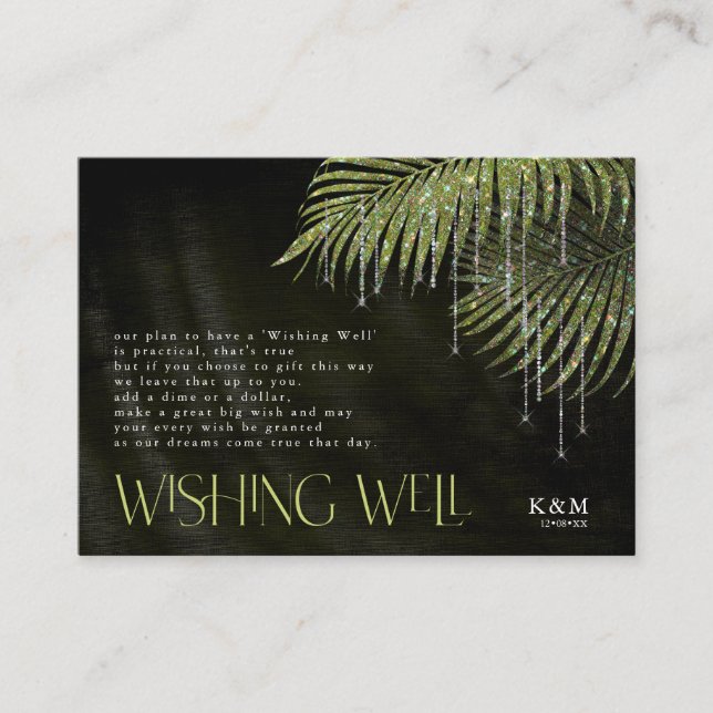 Jewel Palm Leaf Wishing Well V1 Green ID830 Enclosure Card (Front)