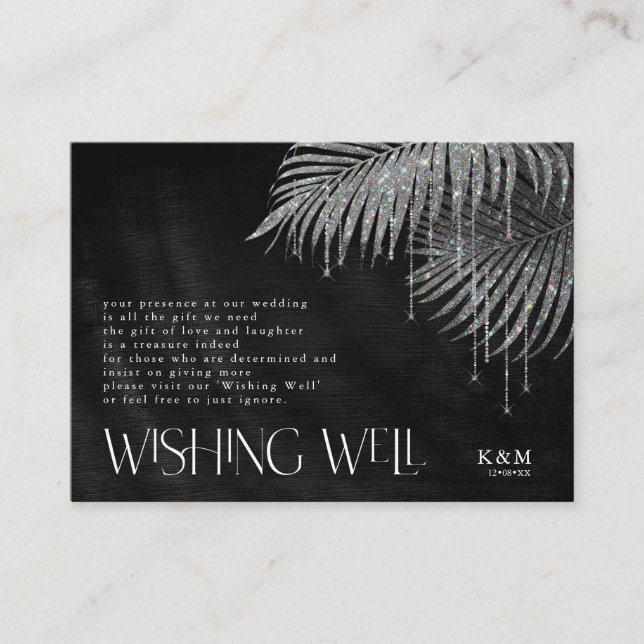 Jewel Palm Leaf Wishing Well V2 Silver ID830  Enclosure Card (Front)
