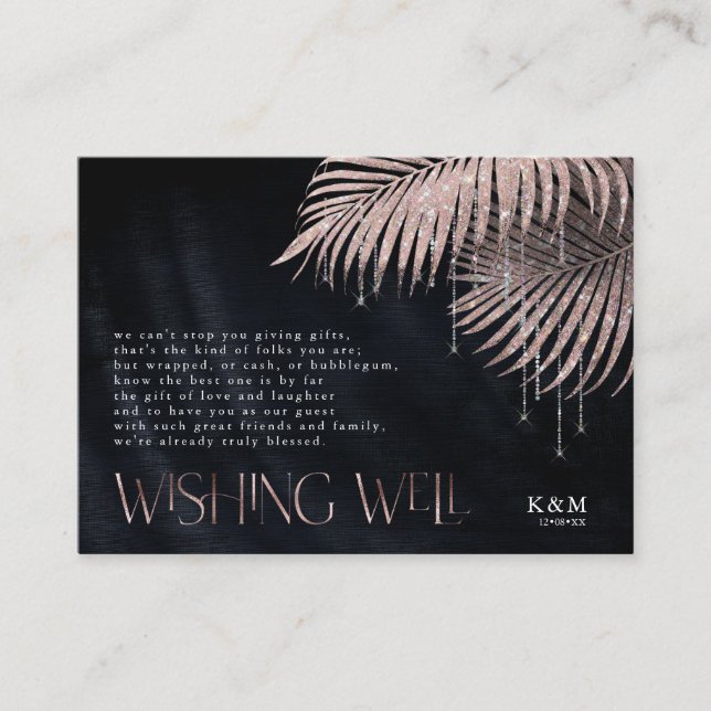 Jewel Palm Leaf Wishing Well V3 Rose Gold ID830 Enclosure Card (Front)