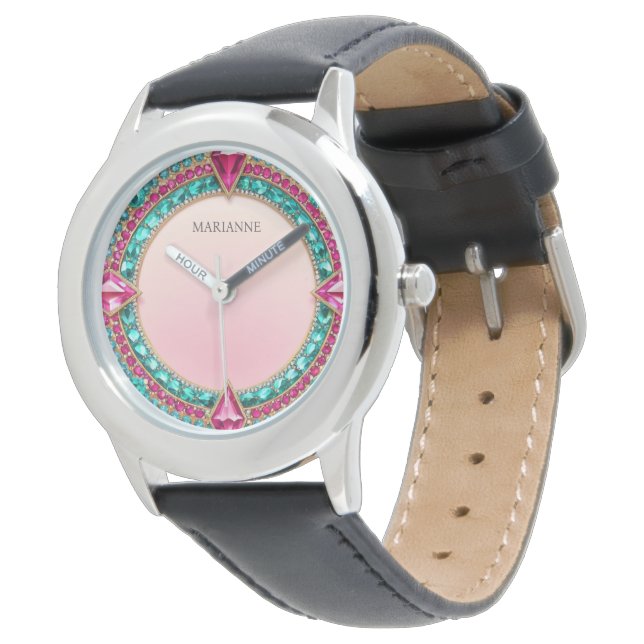 Jewel Pink and Turquoise Watch (Angled)
