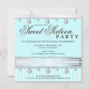 Jewel Sparkle Sweet 16 Birthday Party Invitation