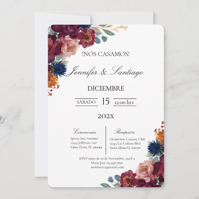 Jewel theme wedding  invitation (Front)