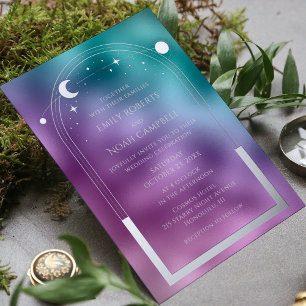 Jewel Tone Celestial Silver Foil Wedding