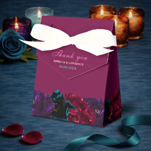 Jewel tone floral wedding favor box