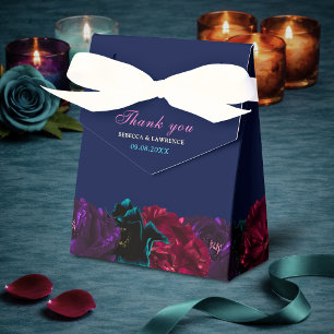 Jewel tone flowers wedding favor box